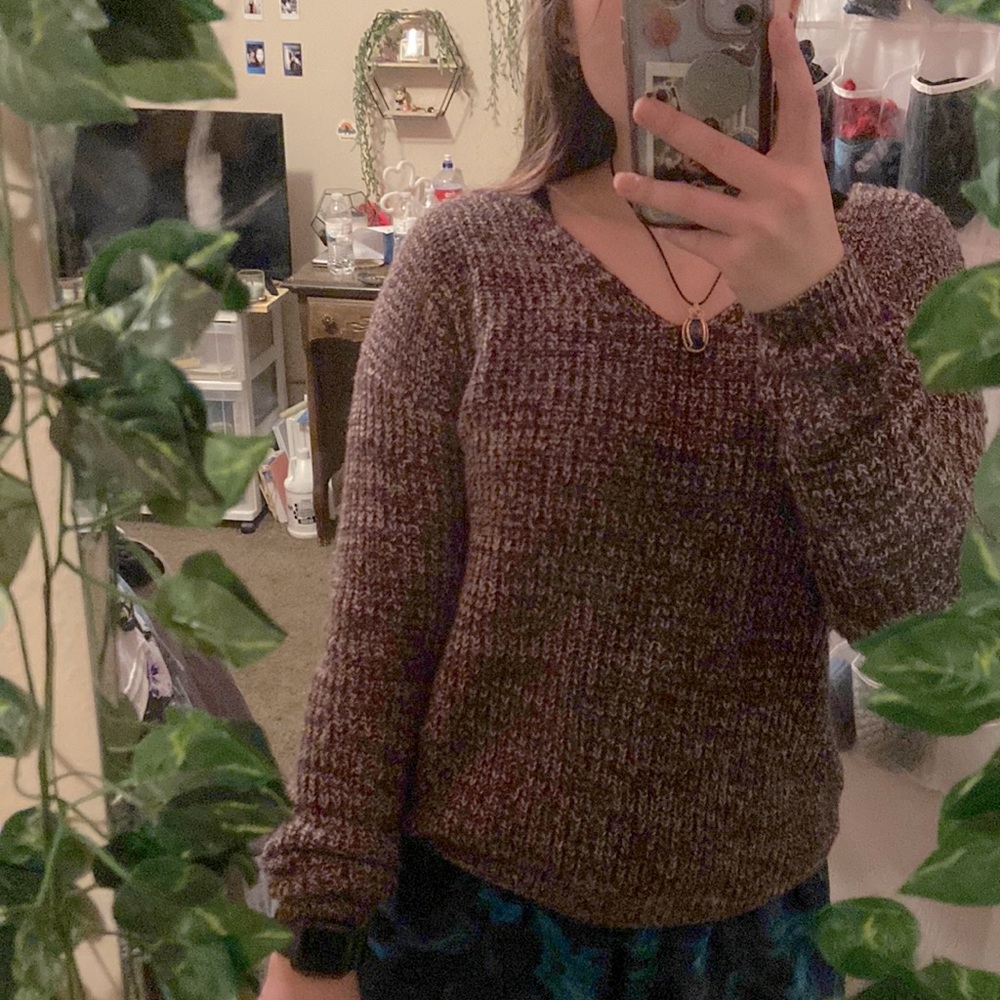 FITS LARGE Knit Lace Up Back Sweater